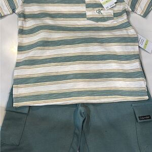 Calvin Klein Teal and White Striped Set